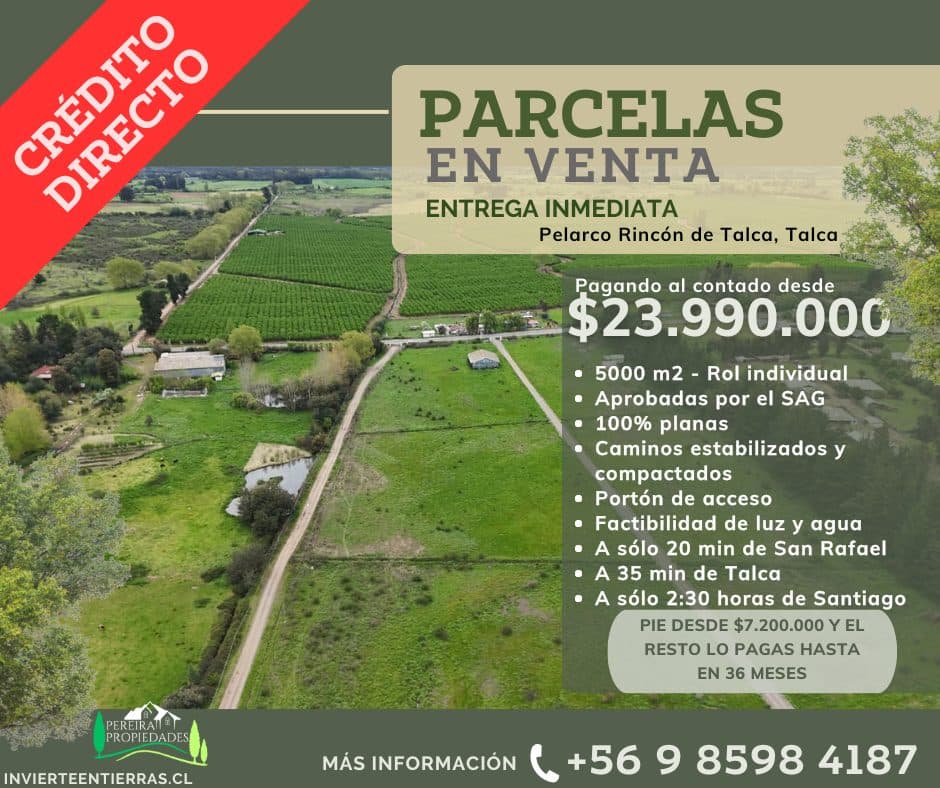 Parcela en venta, Pelarco
