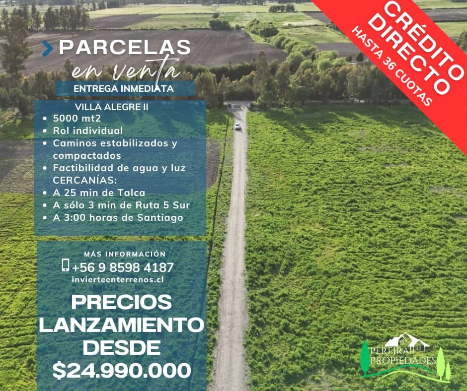 Parcela en venta, Villa Alegre